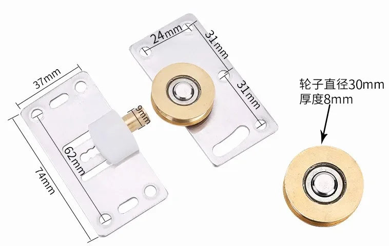 Sliding door slide rail aluminum alloy No slotting required thicken Dual track system Cam guide rail Pass through door slot