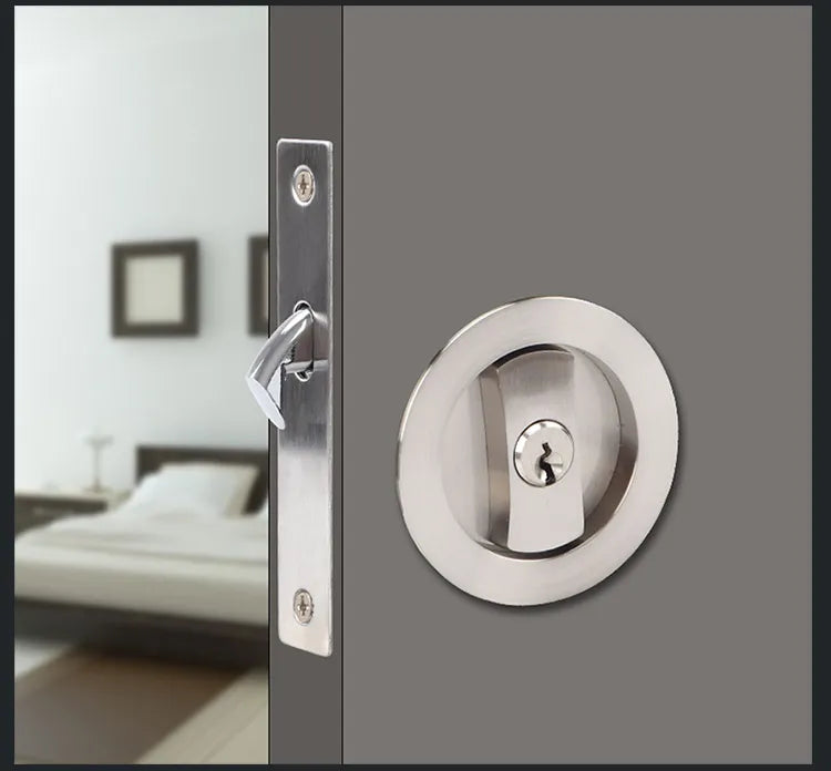 Black Sliding Door Sliding Door Lock Bathroom Balcony Interior Kitchen Double Hook Sliding Door Built-In Invisible Hook Lock