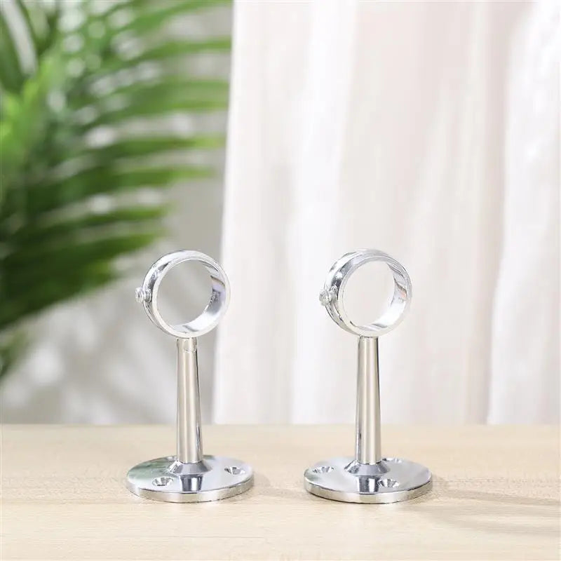 2Pcs Zinc Alloy Sturdy Wardrobe Rail Support Hanging Rod Holder Closet Tube Bracket Clothes Hanging Bar Bathroom Bedroom Kitchen