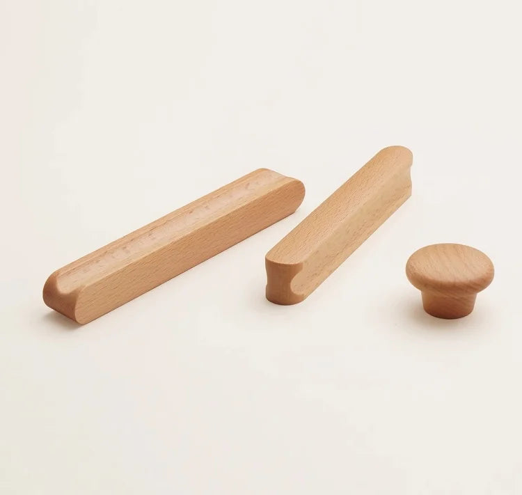 Modern Nordic Solid Wood Cabinet Handles Eco-Friendly Child-Safe Drawer Pulls for Kids Room Furniture Wooden Cabinets Pull