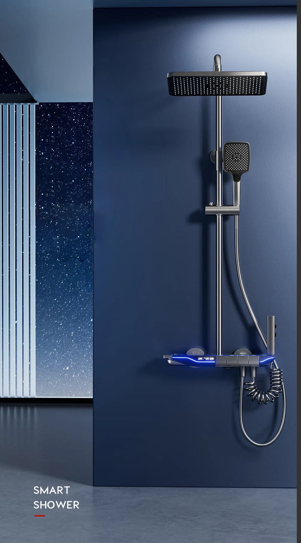 Piano Digital Bathroom Shower Set Senducs Hot Cold Bathroom Mixer Faucets System Brass Gun Grey Digital Piano Shower System
