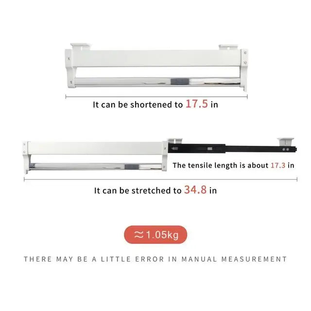 Pull-Out Closet Valet Rod Adjustable Wardrobe Clothing Rail Heavy Duty Top Mount Wardrobe Hanger Rack Bar Ball Bearing Slide