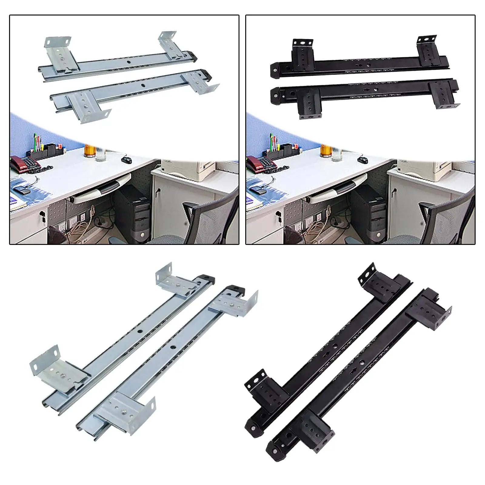 Under Desk Slider Track Keyboard Tray Slides Adjustable Sliding Cabinet Pull Out Keyboard Drawer Rail for Office Home Cabinet
