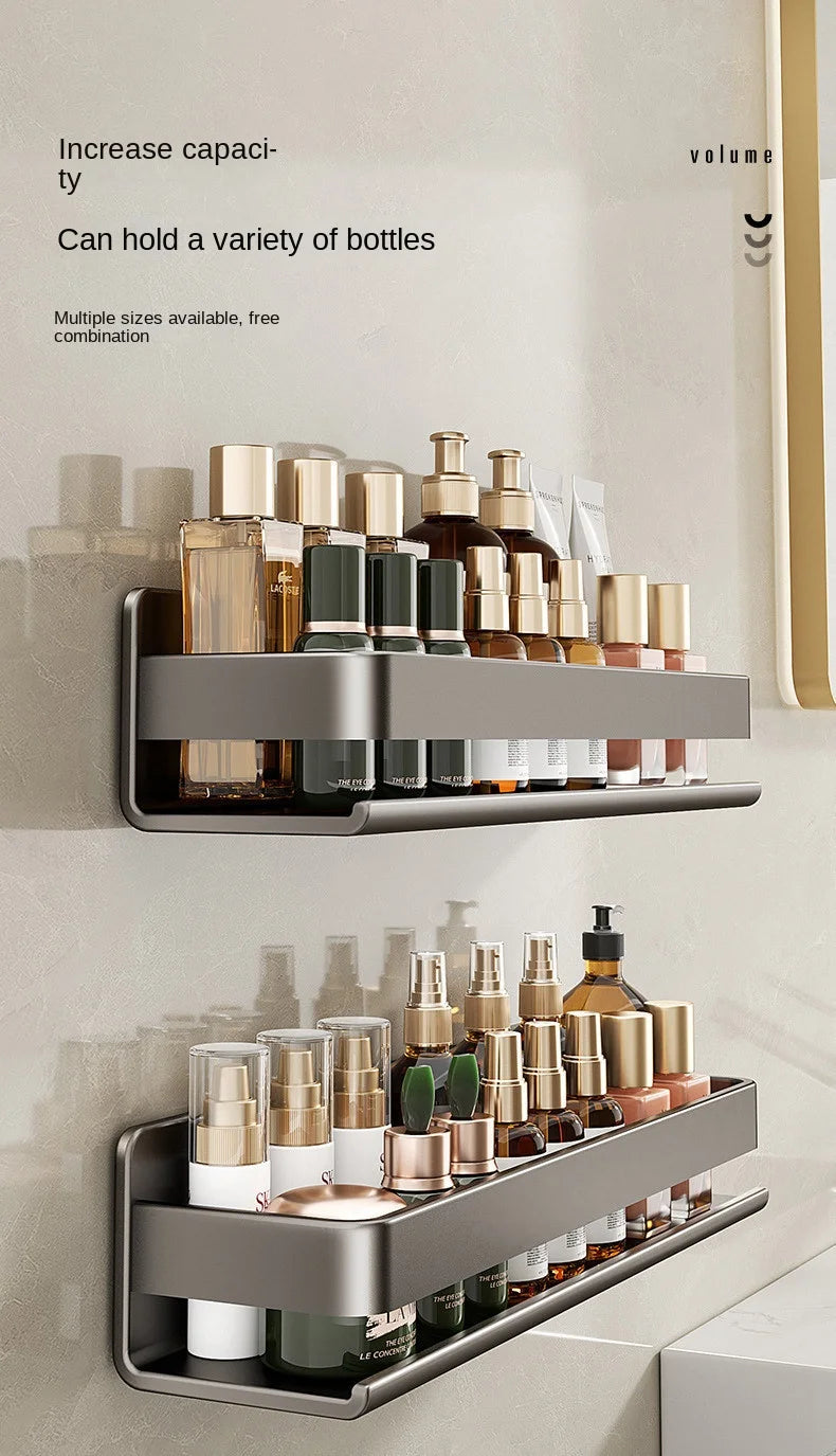 Bathroom Shelf Wall-Mounted Spice Rack Multifunctional Item Shelf Condiment Storage Shampoo Organizer Rack Kitchen Accessories