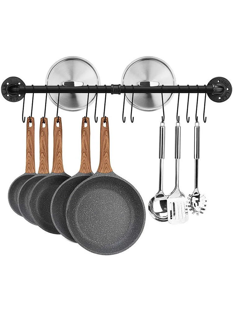 Kitchen Hook Hanging Rod Rack Punching Multi-functional Spatula Storage Wall-mounted Rack Kitchenware Bathroom Home  Big Storage