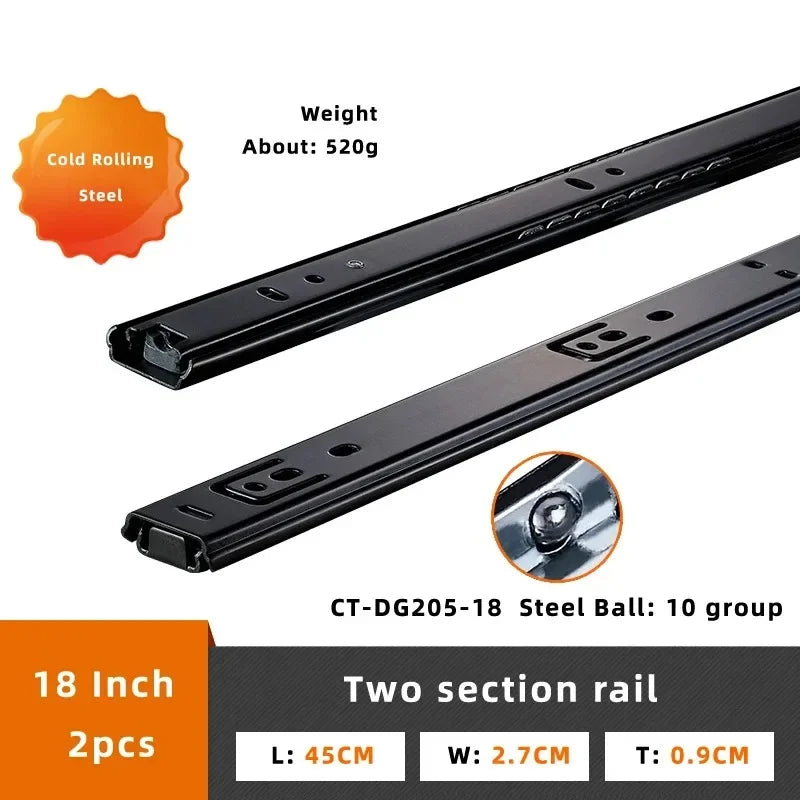 Drawer Rail 8~20Inch Cold Rolled Steel Drawer Slides Close Drawer Sliding Track Two-Section Cabinet Slides Furniture Hardware