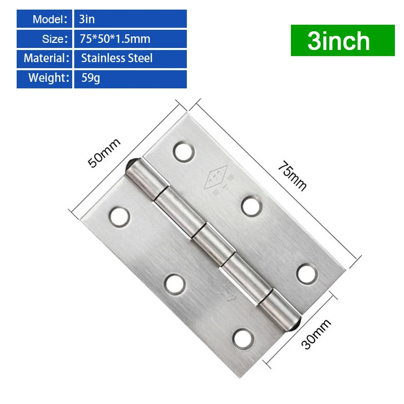 1-4 Inch Furniture Cabinet Door Hinges Stainless Steel Drawer Fitting Hinge Hardware Box Accessories 2in 3in 1.5in 2.5in 3.5in