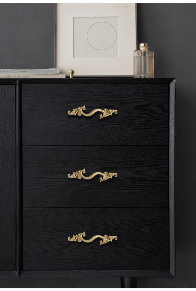 American Cabinet Door Handle Brass Wardrobe Drawers Modern Simple French Nordic Pure Copper Cabinet Gold Drawer Knobs