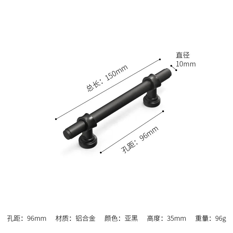 Modern Simple Black Handles for Furniture Wardrobe Cabinet Europe American Drawer Knob Hardware Kitchen Cabinet Handles
