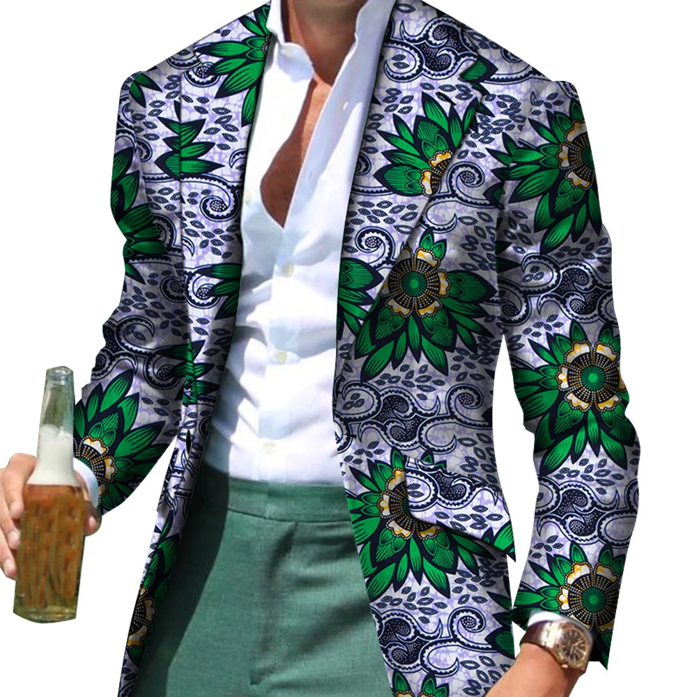 African Men Clothes Smart Causal Customized Slim Fit Fancy Suit Blazer Jackets Formal Coat Business Dashiki Party Wedding WYN530
