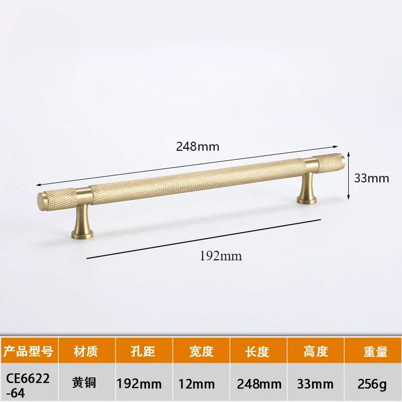 Modern Knurl Solid Brass Cabinet Knobs and Handles Golden Luxury Handles for Furniture Drawer Wardrobes Shoe Cabinets Pulls