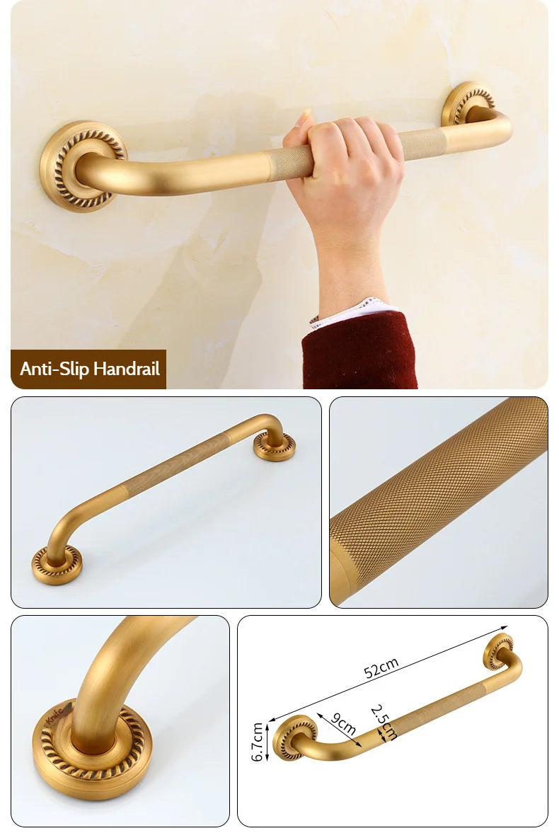 Antique Brushed Brass Bathroom Accessories Sets Towel Shelf Toilet Paper Holder Soap Holder Towel Rack Bathroom Hardware Sets