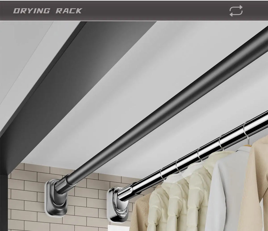 Retractable Clothes Drng Rods Wall Mounted Balcony Batoom Curtain Rods Wardrobe Clothes Hanger Rods No Drilling Required