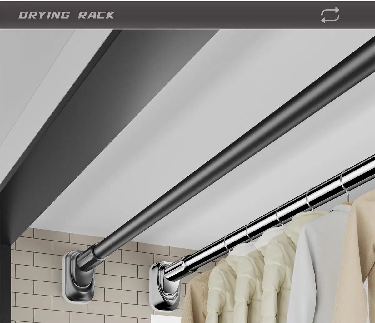 Retractable Clothes Drng Rods Wall Mounted Balcony Batoom Curtain Rods Wardrobe Clothes Hanger Rods No Drilling Required