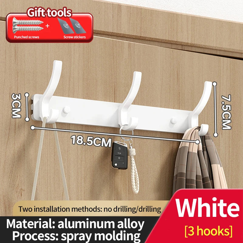 no drill Holes One Row Hangers Kitchen Towels Clothes Hats Toilet Towel Rack Storage Wall Mounted Door Back Rod Hook