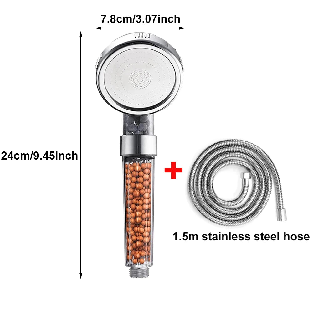 1pc Filtered Shower Head ABS High Pressure Water Saving Spray Handheld Clear Showerheads with With Filter Beads for Bathroom
