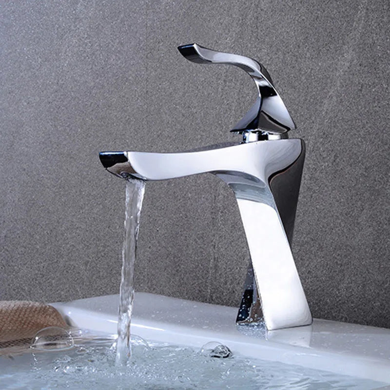 Bathroom Faucet Basin Sink Golden Chrome Tap Hot Cold Water Mixer Tap Deck Mounted Bathroom Faucets Single Lever Taps