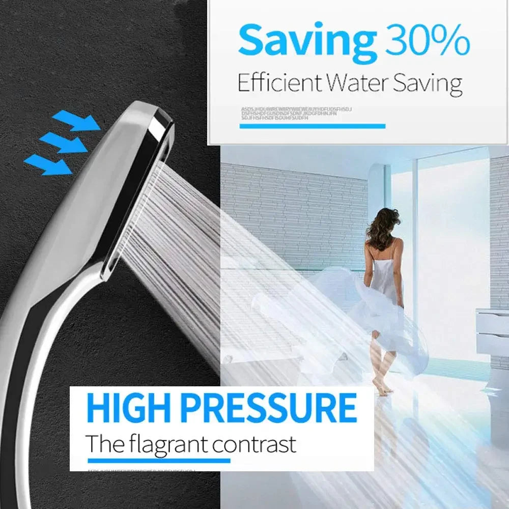 Bathroom Shower Head 300-Hole Square Hand-Held Pressurized Shower Nozzle Bath Shower Pressurized Head Water-Saving