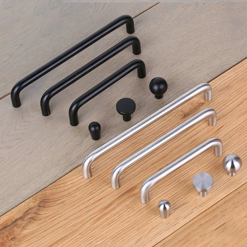 Modern Simple Wardrobe Door Handle, 304 Stainless Steel European Black Cabinet Single Hole Drawer Small Pull, Drawer Knob