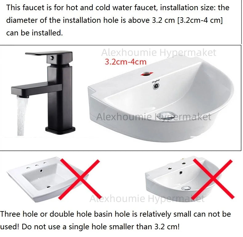 Basin Sink Bathroom Faucet Deck Mounted Hot Cold Water Basin Mixer Taps Black Lavatory Sink Tap 2024