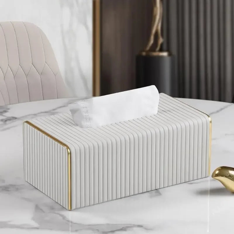 Paper towel holder suitable for bathroom tissue boxLeather paper towel holder is suitable for bedroom, dining table, office