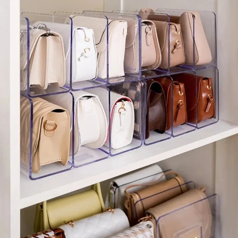 Handbag Storage Organizer Rack Wardrobe Divider Shelf Bag Storage Rack Transparent Purse Handbag Divider Shelf Bags Display Rack