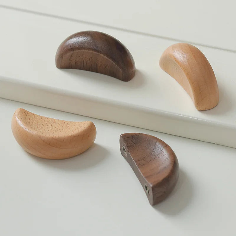 Log wood color cabinet wardrobe door handle modern simple wooden solid wood children's cabinet drawer handles