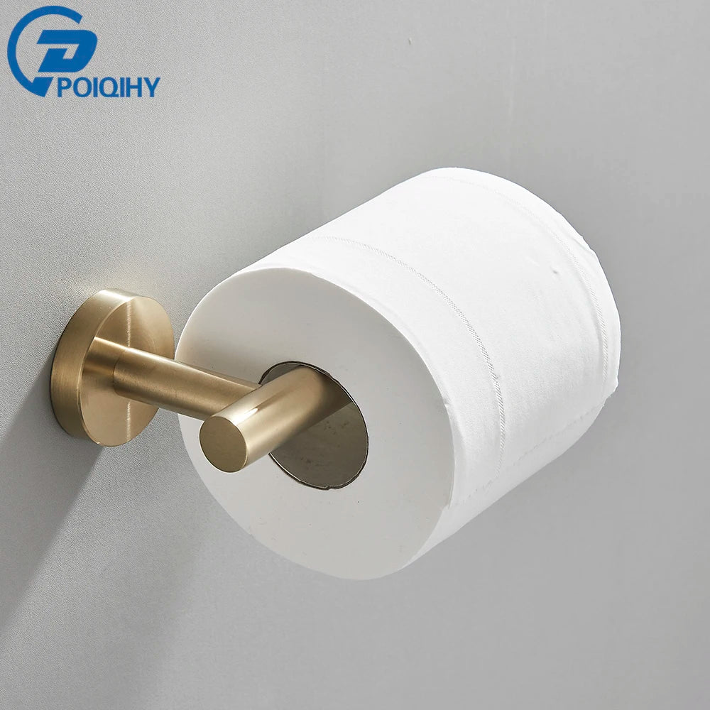 Brushed Gold Bathroom Accessories Towel Bar Bath Robe Hook Bathroom Hardware Set Shelf for Towels Paper Tissue Holder
