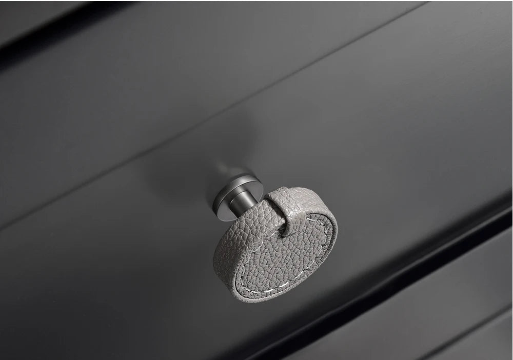 Modern minimalist wardrobe door handle drawer cabinet handmade leather small handle cabinet single hole gold handle set