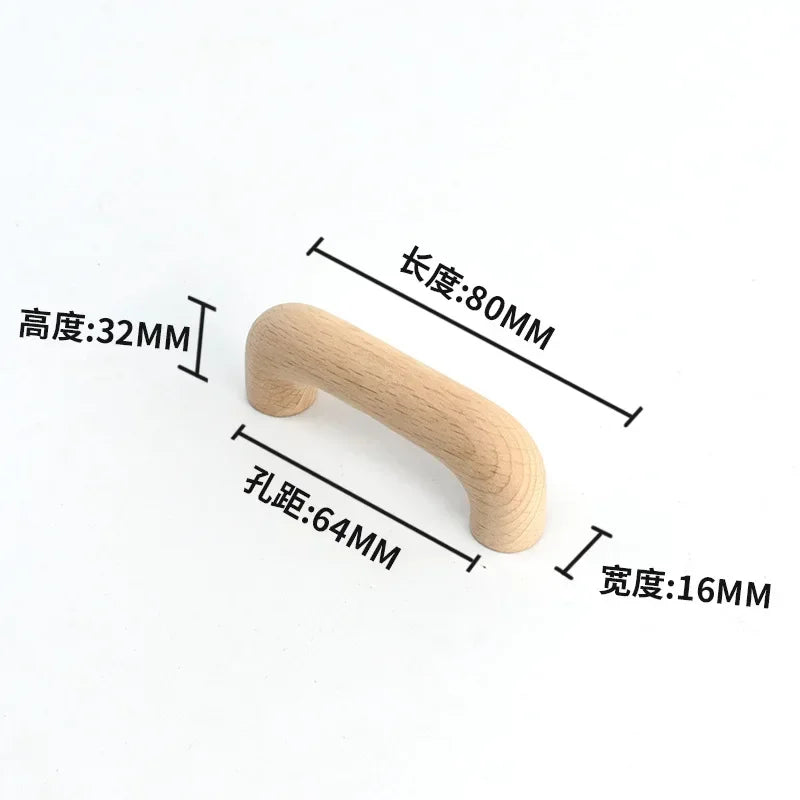 Drawer Furniture Wooden Door Cupboard Handles  Solid Wood Kitchen Cabinet Handle Drawer Knobs for Furniture