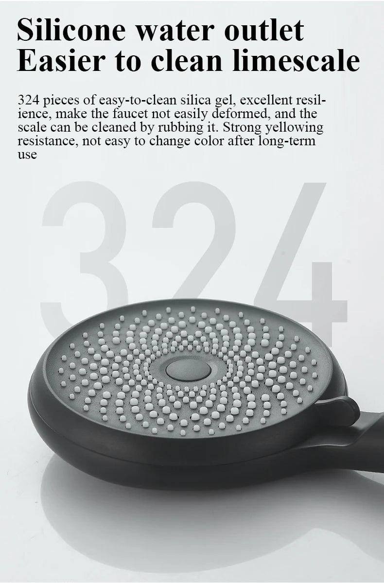 Shower Head 3 Mode Rainfall ABS Round High Pressure Turbo Spray Nozzle Adjustable Black Eco Shower Bathroom Accessories FR102
