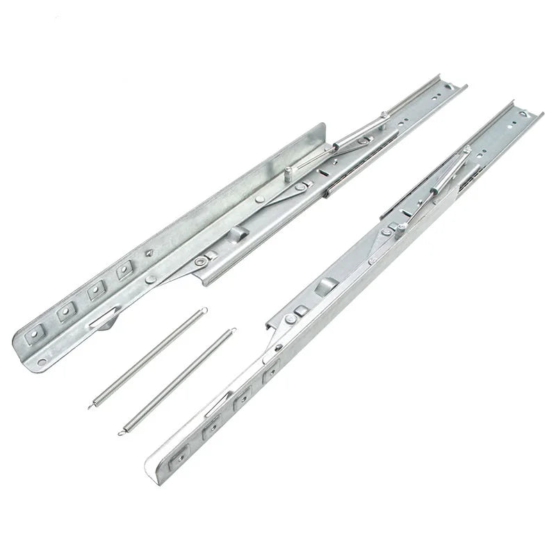 1 Set Telescopic Dining Table Lift Slides Rails Interchange Between Square And Round Tables Push-pull Hidden Table Hardware