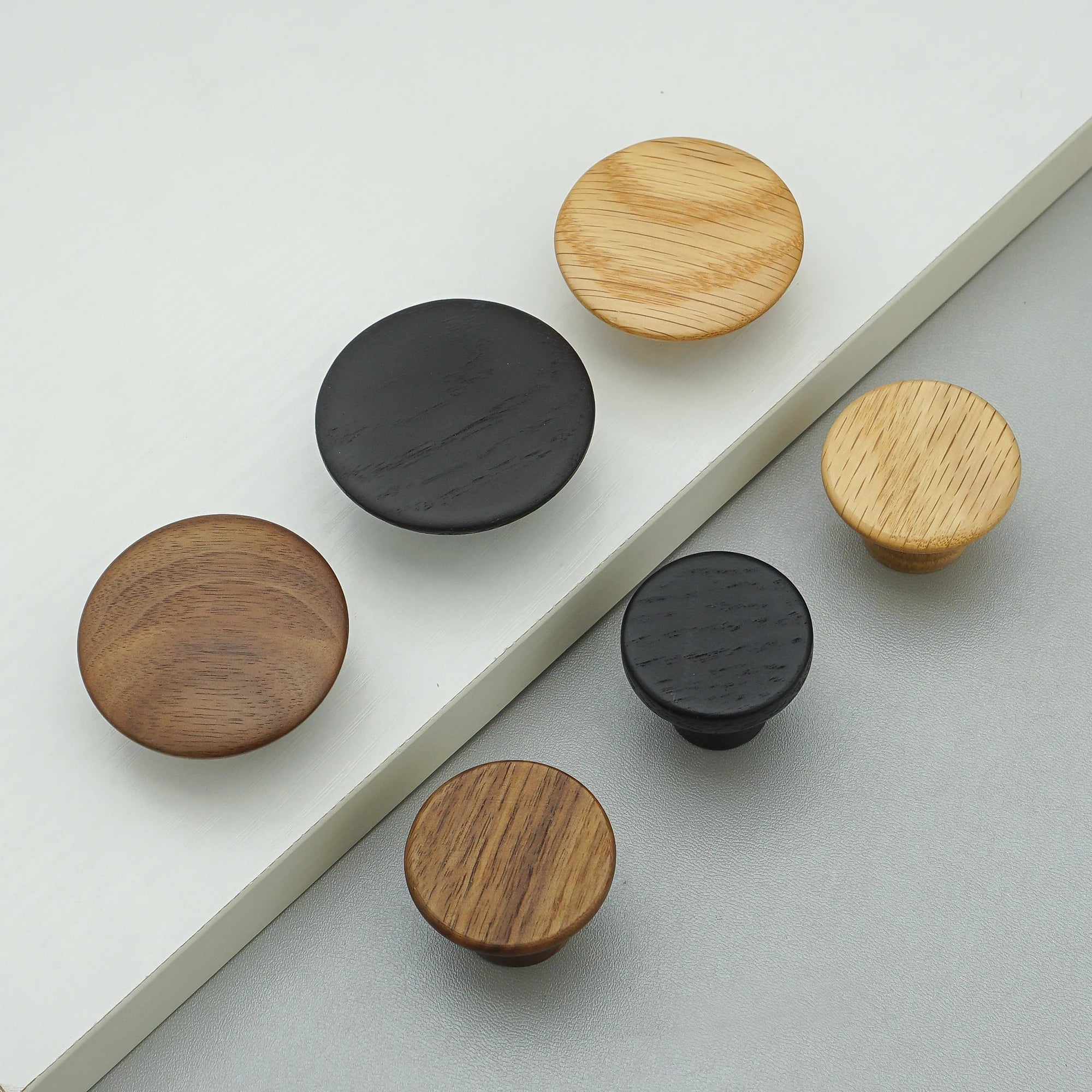 Solid Wood Cabinet Handles Modern Drawer Knobs Black Wardrobe Pulls Walnut Oak Cupboard Door Handle Furniture Hardware 320mm