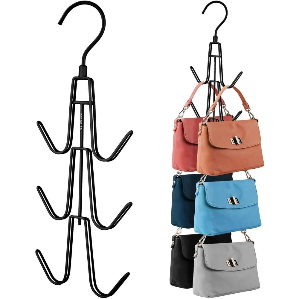 2 Pack Purse Hanger Organizer Metal Handbag Storage Hook for Closet Space Saving Rack Keeping Bags Visible in Condition
