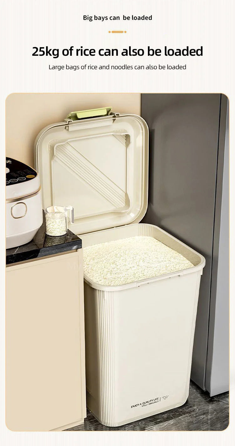 10KG Rice Container Rice Storage Box Sealed Cereal Dispenser with Buckle Insect Proof Grain Pet Food Container Kitchen Organizer
