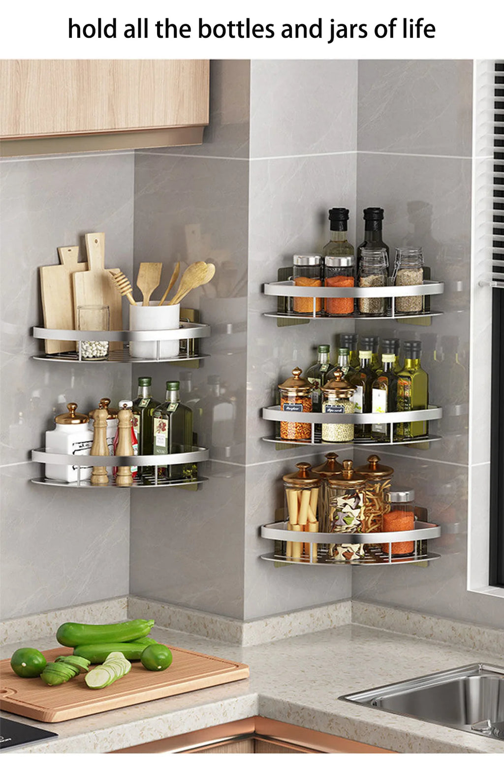 Bathroom Shelf Aluminum Alloy Shampoo Rack Makeup Storage Organizer Shower Shelf Bathroom Accessories No Drill Wall Corner Shelf