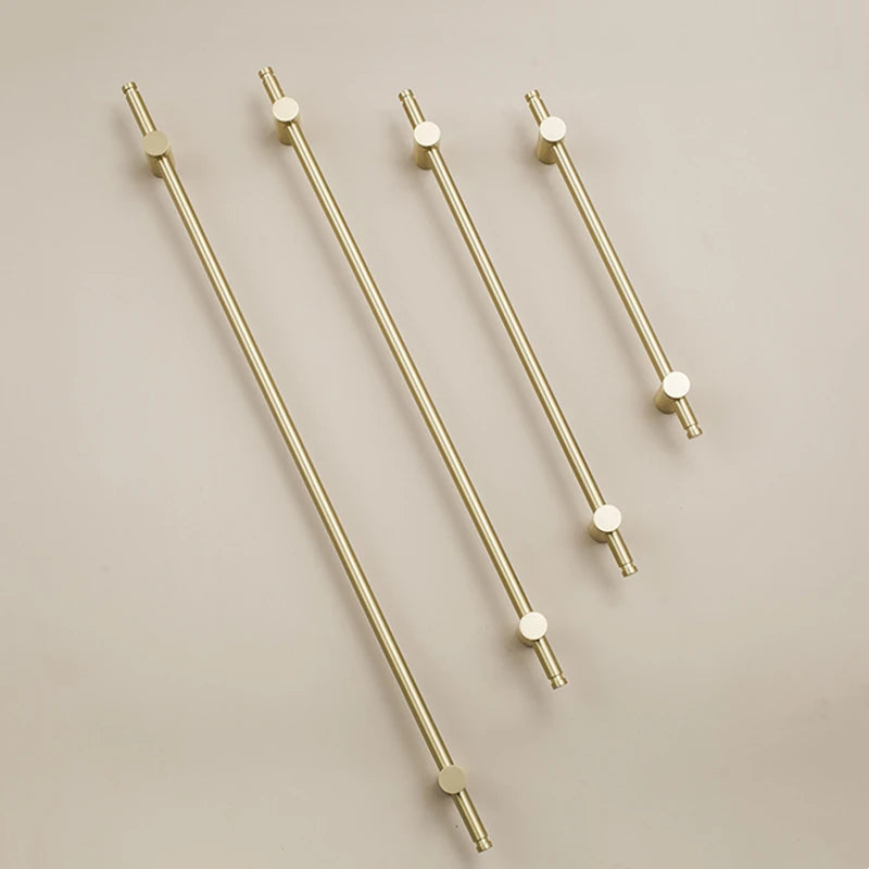 Furniture Long Handles Pure Solid Brass Handle Modern Simple Golden Light Luxury Integral Wardrobe Bathroom Cabinet Long Handle