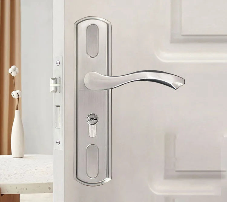 Adjustable Stainess Steel Door Handle lock set Home Security With Keys  Interior Door Lock Hole Size110-190mm