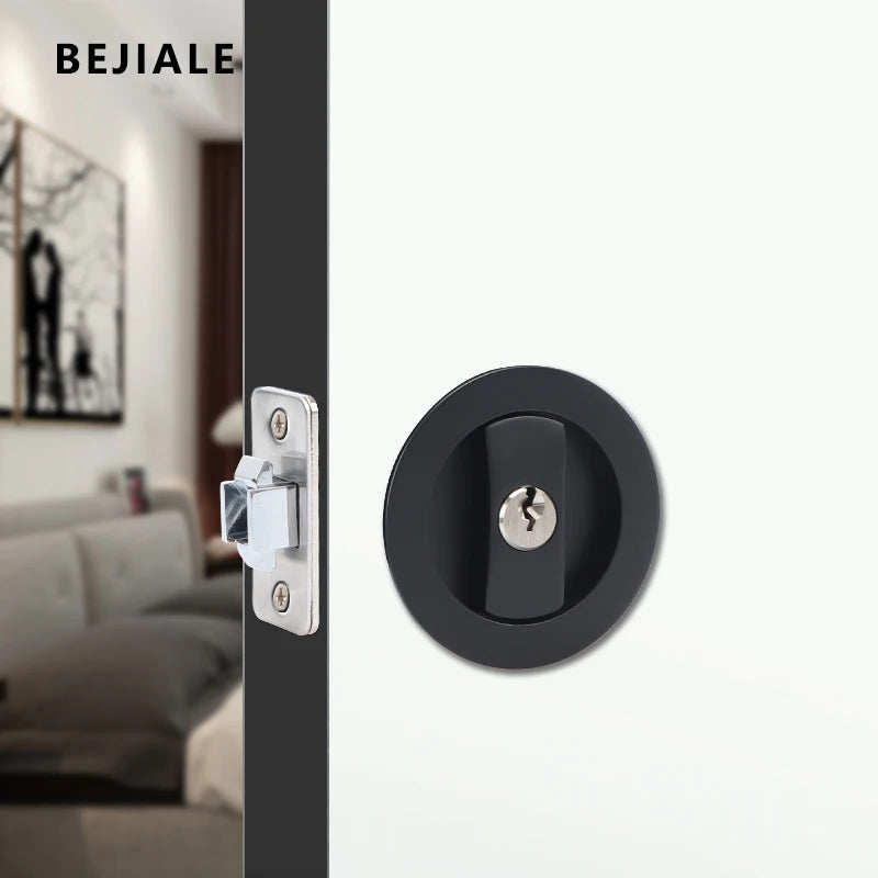 Black Sliding Door Sliding Door Lock Bathroom Balcony Interior Kitchen Double Hook Sliding Door Built-In Invisible Hook Lock