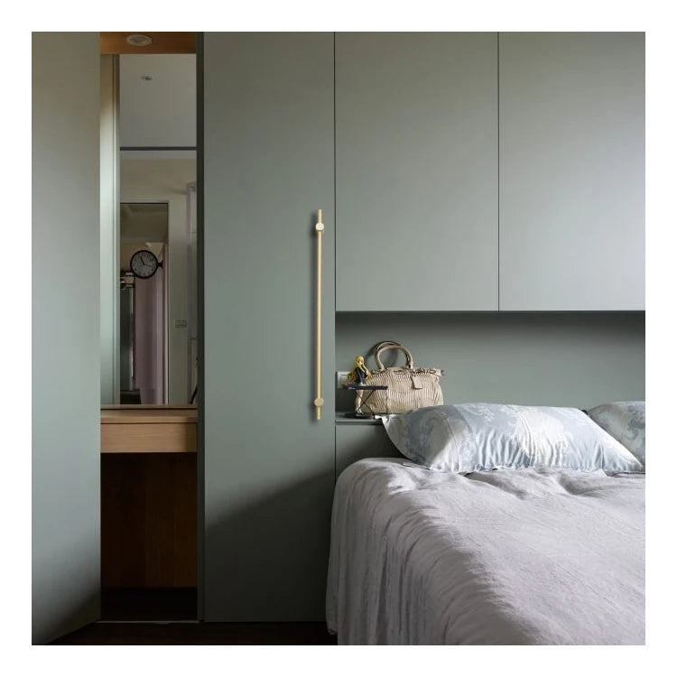 Furniture Long Handles Pure Solid Brass Handle Modern Simple Golden Light Luxury Integral Wardrobe Bathroom Cabinet Long Handle