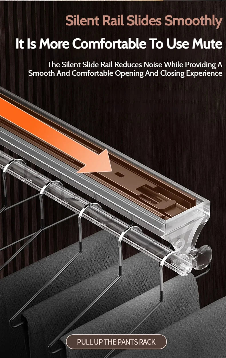 Pull Push Adjustable Top Mounting Closet Interior Telescopic Hanging Rod Cloakroom Retractable Slide Track Clothes Organizer
