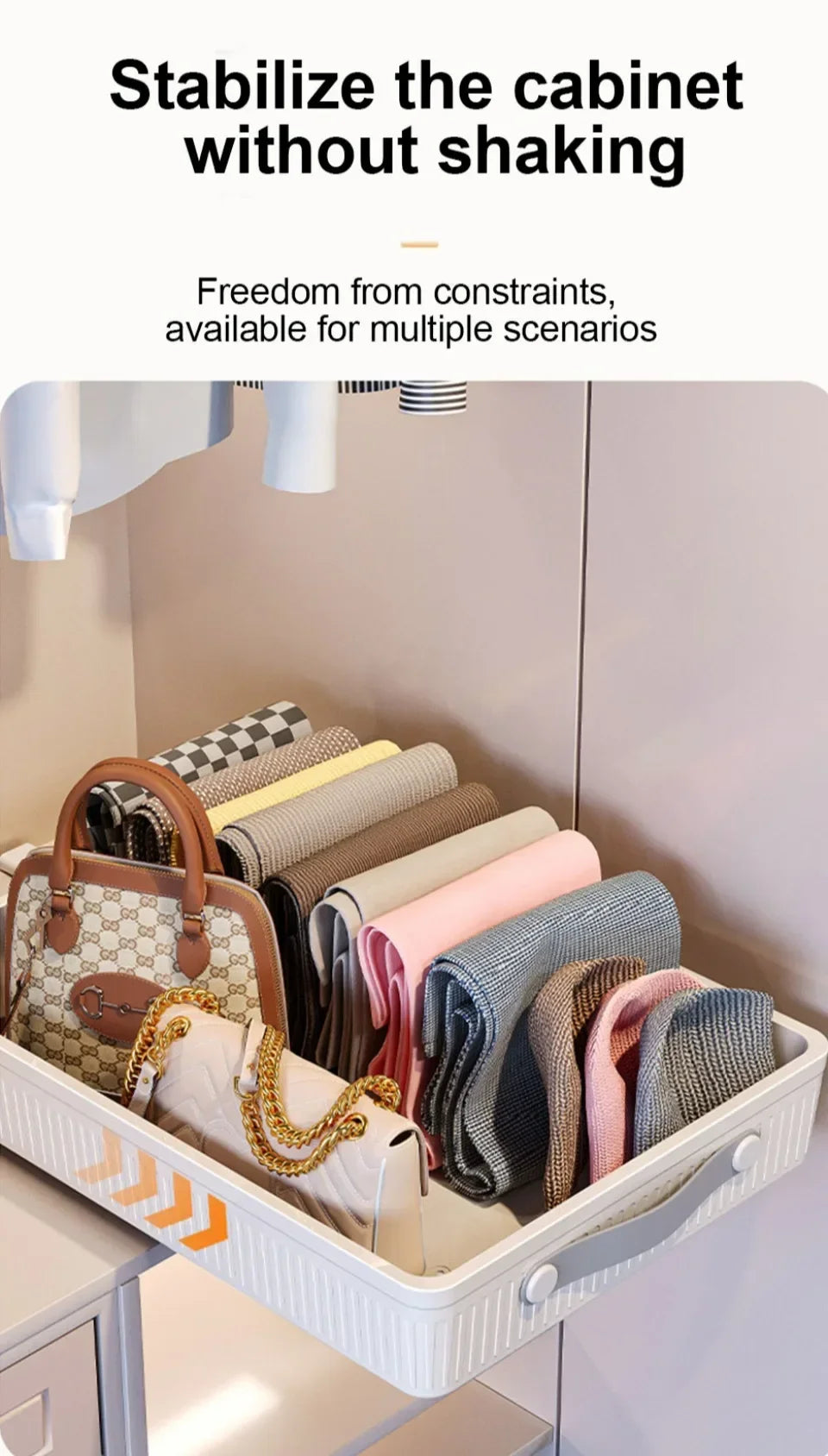 Kitchen Drawer Storage Rack with Slide Rails Pull-out Cabinet Organizer Free Installation Non Punched Easy To Clean Storage Box