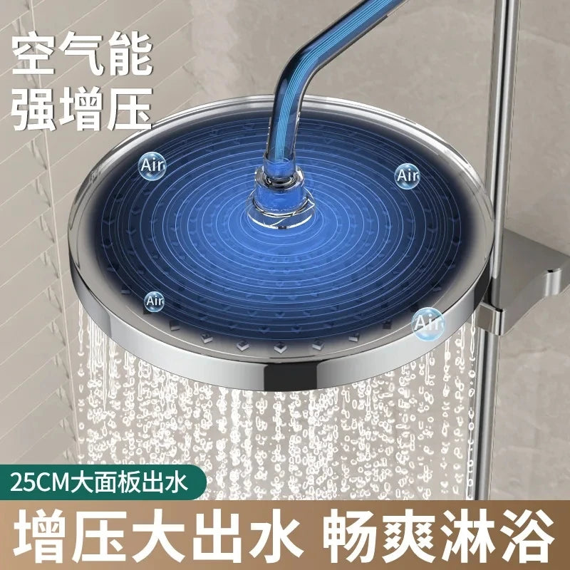 10 Inches Big Panel Large Flow Ceiling Mounted Supercharge Shower Head Set 3 Modes High Pressure Abs Rainfall Bathroom Shower ﻿