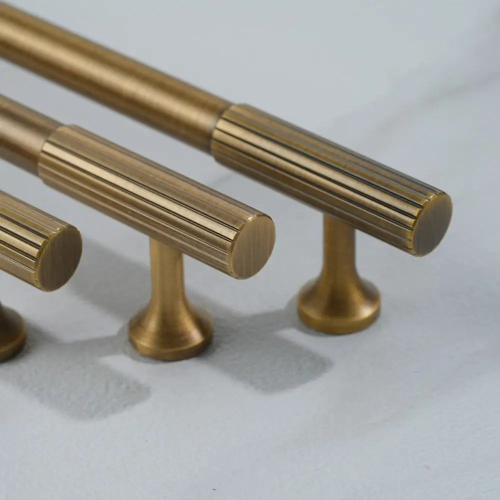 Bronze Bronze Cabinet Handles Wardrobe Pulls Antique Solid Brass Knurled Handle T-bar Door Knobs Furniture Door Pull