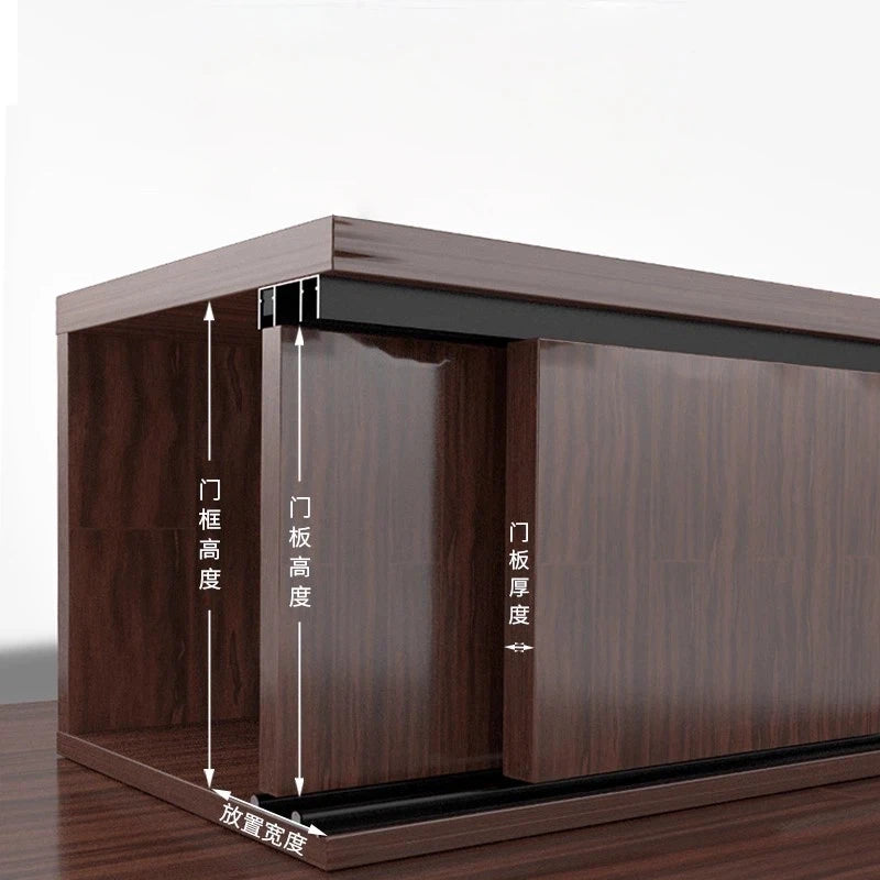 Sliding door slide rail aluminum alloy No slotting required thicken Dual track system Cam guide rail Pass through door slot