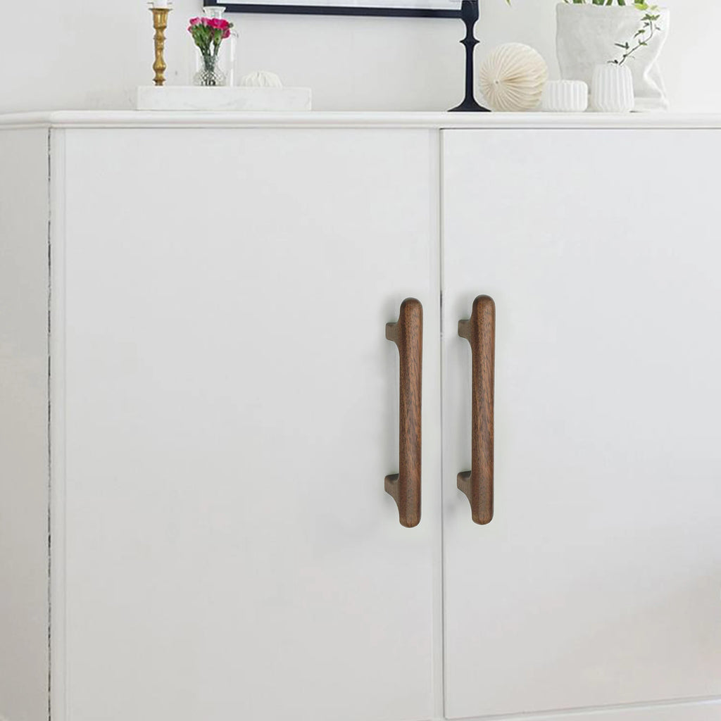 Solid Wood Cabinet Handles Modern Drawer Knobs Black Wardrobe Pulls Walnut Oak Cupboard Door Handle Furniture Hardware 320mm