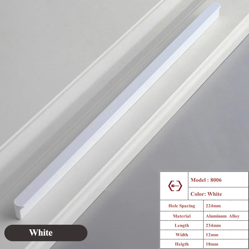 Modern Simple White Long Cabinet Handle Kitchen Cupboard Furniture Length Door Handle  Wardrobe Closet Hardware Drawer Pull Knob