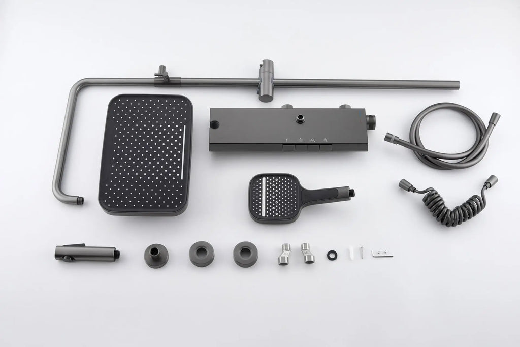 Hot Cold Water Mixer Bathroom Contemporary Exposed Shower Faucet System Brass Rainfall Adjust The Temperature Shower Set