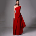Elegant Red A-Line Evening Dresses,One Shoulder,Asymmetrical Neck Prom Dress,gala cocktail Floor-Length,Saudi Arabia Party Gown