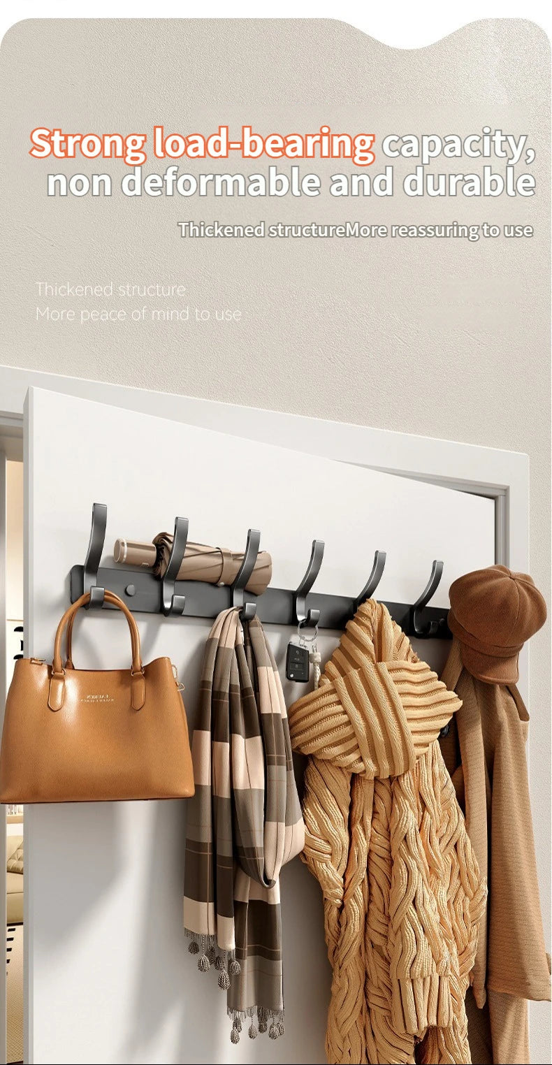 no drill Holes One Row Hangers Kitchen Towels Clothes Hats Toilet Towel Rack Storage Wall Mounted Door Back Rod Hook